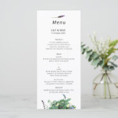 Botanische Wilde Bloemen Bruiloftsmenu Menu (Staand voorkant)