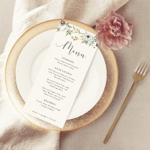 Botanische wilde bloemen   Eenvoudige elegante bru Menu