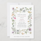 Botanische wilde bloemen | Elegant Baby shower Kaart (Voorkant)