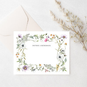 Botanische wilde bloemen Elegant Notitiekaartje