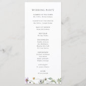 Botanische wilde bloemen | Elegante bruiloft Programmakaart (Achterkant)