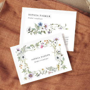 Botanische wilde bloemen   Girly en Elegant Visitekaartje