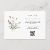 Botanische wilde bloemen | Huwelijksdetails QR-cod Informatiekaartje (Voorkant)