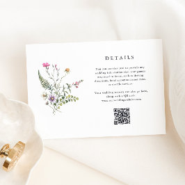 Botanische wilde bloemen | Huwelijksdetails QR-cod Informatiekaartje
