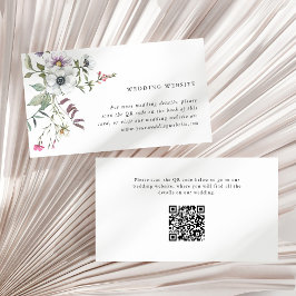 Botanische wilde bloemen | Huwelijkswebsite QR Cod Informatiekaartje