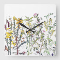 Botanische Wilde Bloemen Meadow Wall klok