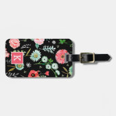 Botanische wilde bloemen monogram bagagelabel (Voorkant horizontaal)