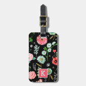 Botanische wilde bloemen monogram bagagelabel (Voorkant verticaal)