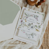 Botanische wilde bloemen | Monogram bruiloft Uitnodigingen Wikkel