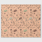 Botanische wilde bloemen perzik fuzz met salie gro cadeaupapier (Vlak)