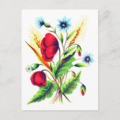 Botanische  wilde bloemen: Poppy, Cornflower Briefkaart (Voorkant)