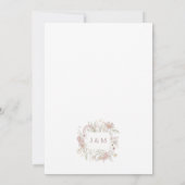 Botanische Wilde Bloemen Stof Roze Bruiloft Kaart (Achterkant)