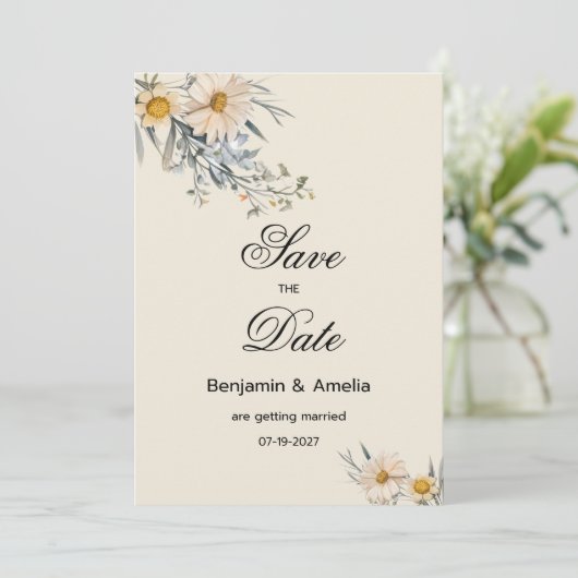 Botanische wilde bloemen tuin bloemen Save the Dat Kaart (Staand voorkant)