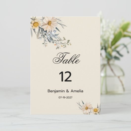 Botanische wilde bloemen tuin bloementafel Nummers Kaart (Staand voorkant)