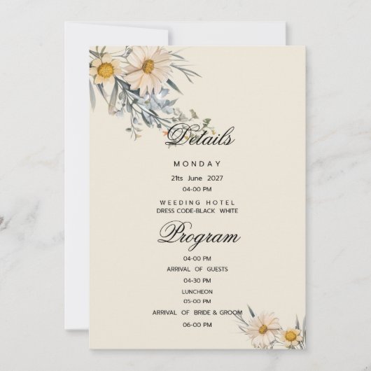 Botanische wilde bloemen tuin flora Details Progra Kaart (Voorkant)