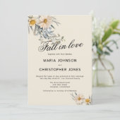 Botanische wilde bloemen tuin Herfst in Liefde Tro Kaart (Staand voorkant)