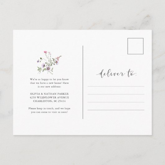 Botanische wilde bloemen | Verhuisaankondiging Aankondigingskaart (Achterkant)