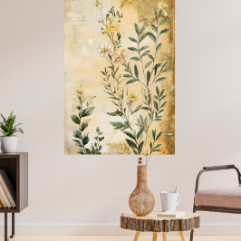 Botanische wilde bloemen waaronder madeliefjes in poster