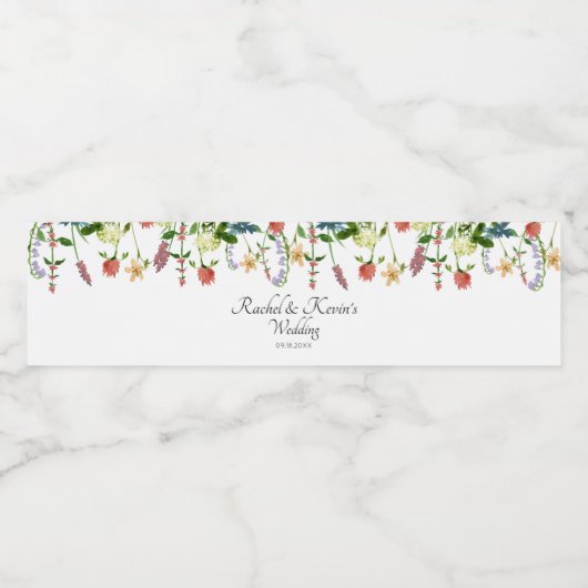 Botanische wilde bloemen waterfles etiket (Enkel label)