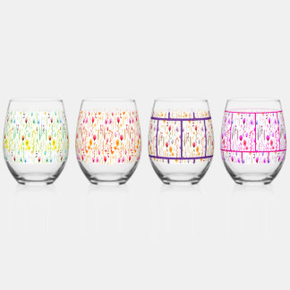 Botanische Wilde Bloemen Weide Patroon Wijnglas Zonder Voet