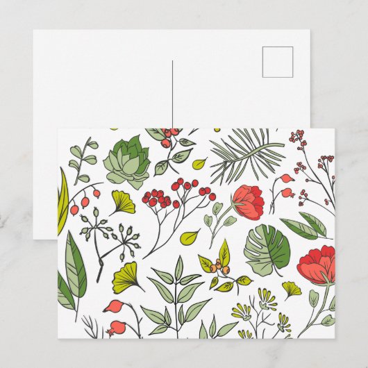 Botanische wilde bloementtuin briefkaart (Voorkant / Achterkant)