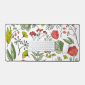 Botanische wilde bloementtuin bureaumat (Keyboard & Muis)