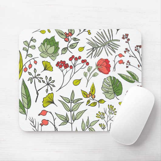 Botanische wilde bloementtuin muismat (Met muis)