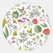 Botanische wilde bloementtuin ronde sticker (Voorkant)