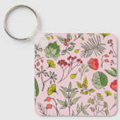 Botanische wilde bloementtuin sleutelhanger (Voorkant)