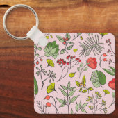 Botanische wilde bloementtuin sleutelhanger (Voorkant)
