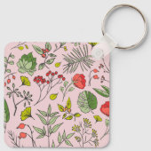Botanische wilde bloementtuin sleutelhanger (Achterkant)