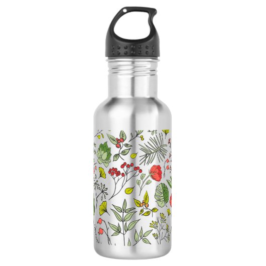 Botanische wilde bloementtuin waterfles (Voorkant)