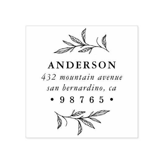 Botanische Wilde Meadow Return-adres Rubberstempel (Afrduk)