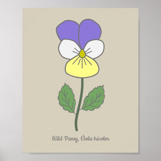 Botanische Wilde Pansy pastelbloem Poster (Voorkant)