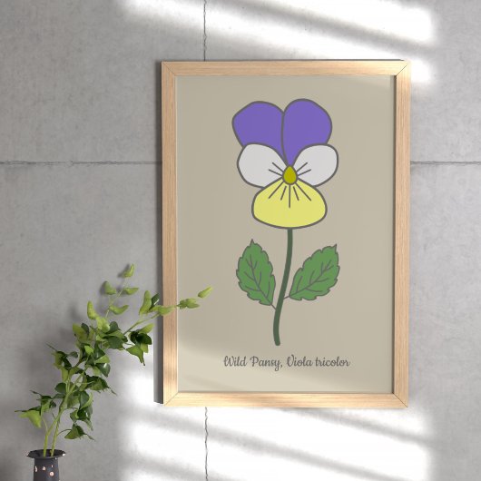 Botanische Wilde Pansy pastelbloem Poster
