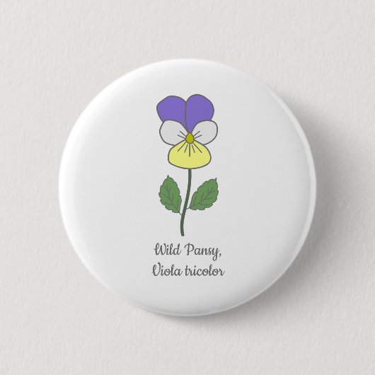 Botanische Wilde Pansy pastelbloem Ronde Button 5,7 Cm (Voorkant)