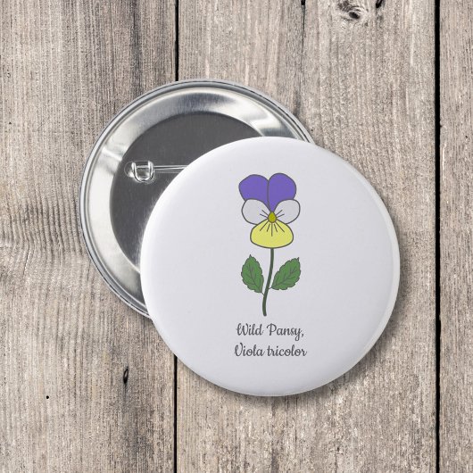 Botanische Wilde Pansy pastelbloem Ronde Button 5,7 Cm