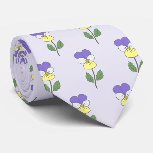 Botanische Wilde Pansy pastelbloem Stropdas (Opgerold)