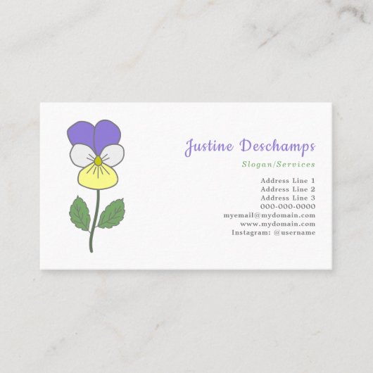 Botanische Wilde Pansy pastelbloem Visitekaartje (Voorkant)