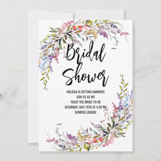 Botanische wilde ventilatorbridale douche kaart (Voorkant)