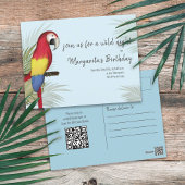 Botanische Wilde Verjaardag Vogel QR Code Sociale Briefkaart