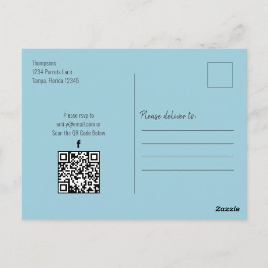 Botanische wilde vogels QR-code Sociale media Briefkaart (Achterkant)