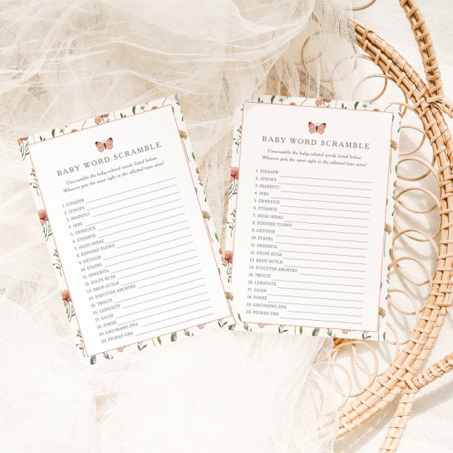 Botanische Wildflower Baby shower Word Scramble (Creator heeft geüpload)