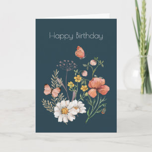 Botanische Wildflower Bloem Boho Verjaardag Kaart