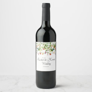 Botanische Wildflower Bloemen Wijn Label Etiket