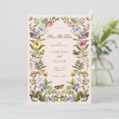 Botanische Wildflower Boho Bewaar de datum Kaart (Staand voorkant)