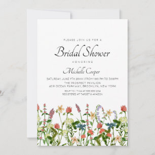 Botanische Wildflower Bruidsdouche Uitnodiging