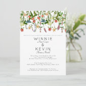 Botanische Wildflower bruiloft Kaart (Staand voorkant)