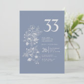 Botanische Wildflower Dusty Blue 33e verjaardag Kaart (Staand voorkant)