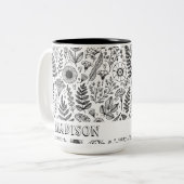 Botanische Wildflower Meadow Gepersonaliseerde Kle Tweekleurige Koffiemok (Voorkant links)
